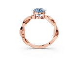 Rose gold Fancy Blue Round  Solitaire Twisted Pave Diamond Ring with Four-Prong Setting_15