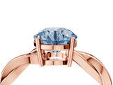 Rose gold Fancy Blue Round  Solitaire Twisted Pave Diamond Ring with Four-Prong Setting_16