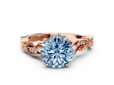 Rose gold Fancy Blue Round  Solitaire Vine Band with Milgrain Prong Setting_3