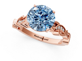 Rose gold Fancy Blue Round  Solitaire Vine Band with Milgrain Prong Setting_4