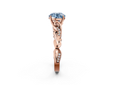 Rose gold Fancy Blue Round  Solitaire Vine Band with Milgrain Prong Setting_5