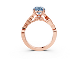 Rose gold Fancy Blue Round  Solitaire Vine Band with Milgrain Prong Setting_6