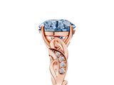 Rose gold Fancy Blue Round  Solitaire Vine Band with Milgrain Prong Setting_8