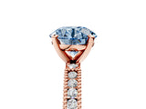 Rose gold Fancy Blue Round  Solitaire with Pavé Band and Four-Prong Setting_301