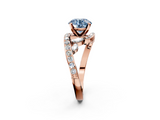 Rose gold Fancy Blue Round  Solitaire with Pavé Twist Band and Four-Prong Setting_81