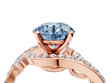 Rose gold Fancy Blue Round  Solitaire with Pavé Twist Band and Four-Prong Setting_83