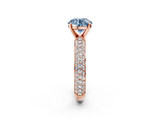 Rose gold Fancy Blue Round  Solitaire with Pave Band and Four-Prong Setting_5