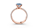 Rose gold Fancy Blue Round  Solitaire with Pave Band and Four-Prong Setting_6