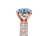 Rose gold Fancy Blue Round  Solitaire with Pave Band and Four-Prong Setting_8