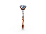 Rose gold Fancy Blue Round  Solitaire with Side Baguettes and Channel Set Band_61