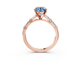 Rose gold Fancy Blue Round  Solitaire with Side Baguettes and Channel Set Band_62