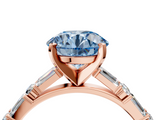 Rose gold Fancy Blue Round  Solitaire with Side Baguettes and Channel Set Band_63