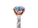 Rose gold Fancy Blue Round  Solitaire with Side Baguettes and Channel Set Band_64