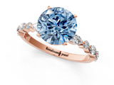 Rose gold Fancy Blue Round  Solitaire with Side Stones on a Pavé Band and Four-Prong Setting_23