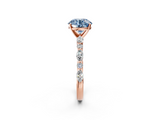 Rose gold Fancy Blue Round  Solitaire with Side Stones on a Pavé Band and Four-Prong Setting_24