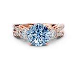 Rose gold Fancy Blue Round  Three-Stone Diamond Ring with Pavé Split Shank and Four-Prong Setting_81