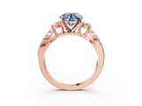 Rose gold Fancy Blue Round  Three-Stone Diamond Ring with Pavé Split Shank and Four-Prong Setting_84