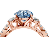 Rose gold Fancy Blue Round  Three-Stone Diamond Ring with Pavé Split Shank and Four-Prong Setting_85