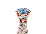 Rose gold Fancy Blue Round  Three-Stone Diamond Ring with Pavé Split Shank and Four-Prong Setting_86