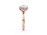 Rose gold Fancy Blue Round  and Emerald Cut Toi Moi Ring with Prong Setting_82