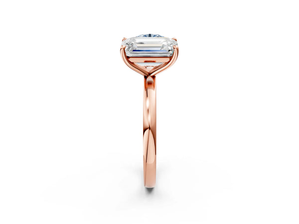 Rose gold Fancy Blue Round  and Emerald Cut Toi Moi Ring with Prong Setting