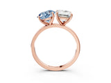 Rose gold Fancy Blue Round  and Emerald Cut Toi Moi Ring with Prong Setting_83