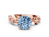 Rose gold Fancy Blue Round cut Solitaire Twisted Band Prong Setting Ring_222
