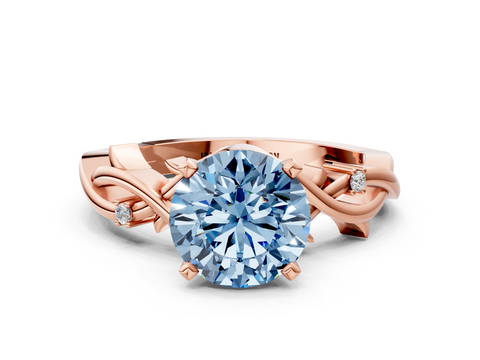 Rose gold Fancy Blue Round cut Solitaire Twisted Band Prong Setting Ring_222