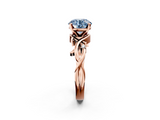 Rose gold Fancy Blue Round cut Solitaire Twisted Band Prong Setting Ring_224