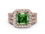 Rose gold Fancy Green Asscher -Cut Halo Diamond Ring with Split Shank and Four-Prong Setting_17
