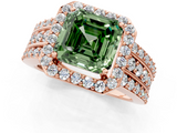 Rose gold Fancy Green Asscher -Cut Halo Diamond Ring with Split Shank and Four-Prong Setting_18