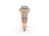 Rose gold Fancy Green Asscher -Cut Halo Diamond Ring with Split Shank and Four-Prong Setting_19