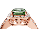 Rose gold Fancy Green Asscher -Cut Halo Diamond Ring with Split Shank and Four-Prong Setting_21