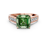 Rose gold Fancy Green Asscher  Brilliant Channel-Set Solitaire Ring with Four-Prong Setting_18