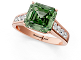 Rose gold Fancy Green Asscher  Brilliant Channel-Set Solitaire Ring with Four-Prong Setting_19