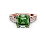 Rose gold Fancy Green Asscher  Brilliant Cut Diamond Engagement Ring with Pavé Band and Four-Prong Setting_30