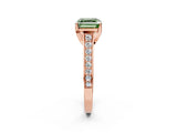 Rose gold Fancy Green Asscher  Brilliant Cut Diamond Engagement Ring with Pavé Band and Four-Prong Setting_32