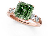 Rose gold Fancy Green Asscher  Brilliant Cut Diamond Five-Stone Prong Set Engagement Ring with Channel Band_18