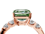 Rose gold Fancy Green Asscher  Brilliant Cut Diamond Five-Stone Prong Set Engagement Ring with Channel Band_21
