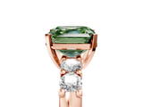 Rose gold Fancy Green Asscher  Brilliant Cut Diamond Five-Stone Prong Set Engagement Ring with Channel Band_22