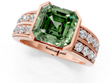 Rose gold Fancy Green Asscher  Brilliant Diamond Channel Set Wide Band Ring with Bezel Setting_1