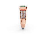 Rose gold Fancy Green Asscher  Brilliant Diamond Channel Set Wide Band Ring with Bezel Setting_2