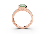 Rose gold Fancy Green Asscher  Brilliant Diamond Channel Set Wide Band Ring with Bezel Setting_3