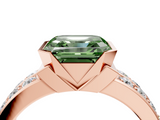 Rose gold Fancy Green Asscher  Brilliant Diamond Channel Set Wide Band Ring with Bezel Setting_4