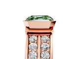 Rose gold Fancy Green Asscher  Brilliant Diamond Channel Set Wide Band Ring with Bezel Setting_5