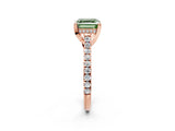 Rose gold Fancy Green Asscher  Brilliant Diamond Solitaire with Pavé Band and Four-Prong Setting 3