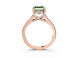 Rose gold Fancy Green Asscher  Brilliant Diamond Solitaire with Pavé Band and Four-Prong Setting 4