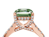 Rose gold Fancy Green Asscher  Brilliant Diamond Solitaire with Pavé Band and Four-Prong Setting 5