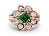 Rose gold Fancy Green Asscher  Brilliant Flower Halo Diamond Split Shank Ring_29
