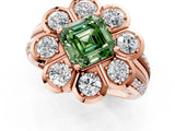 Rose gold Fancy Green Asscher  Brilliant Flower Halo Diamond Split Shank Ring_30